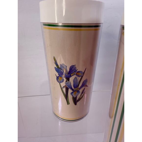 Vintage Thermo-Serv Set of 3 Insulated Plastic Double Walled Floral Tumblers - Picture 5 of 10